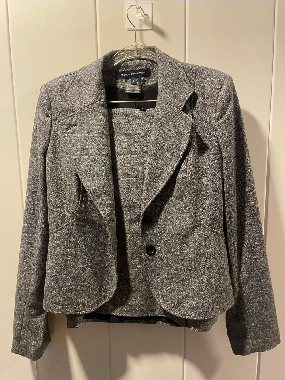 French Connection Gray Tailored suit (Blazer Jacket + skirt )